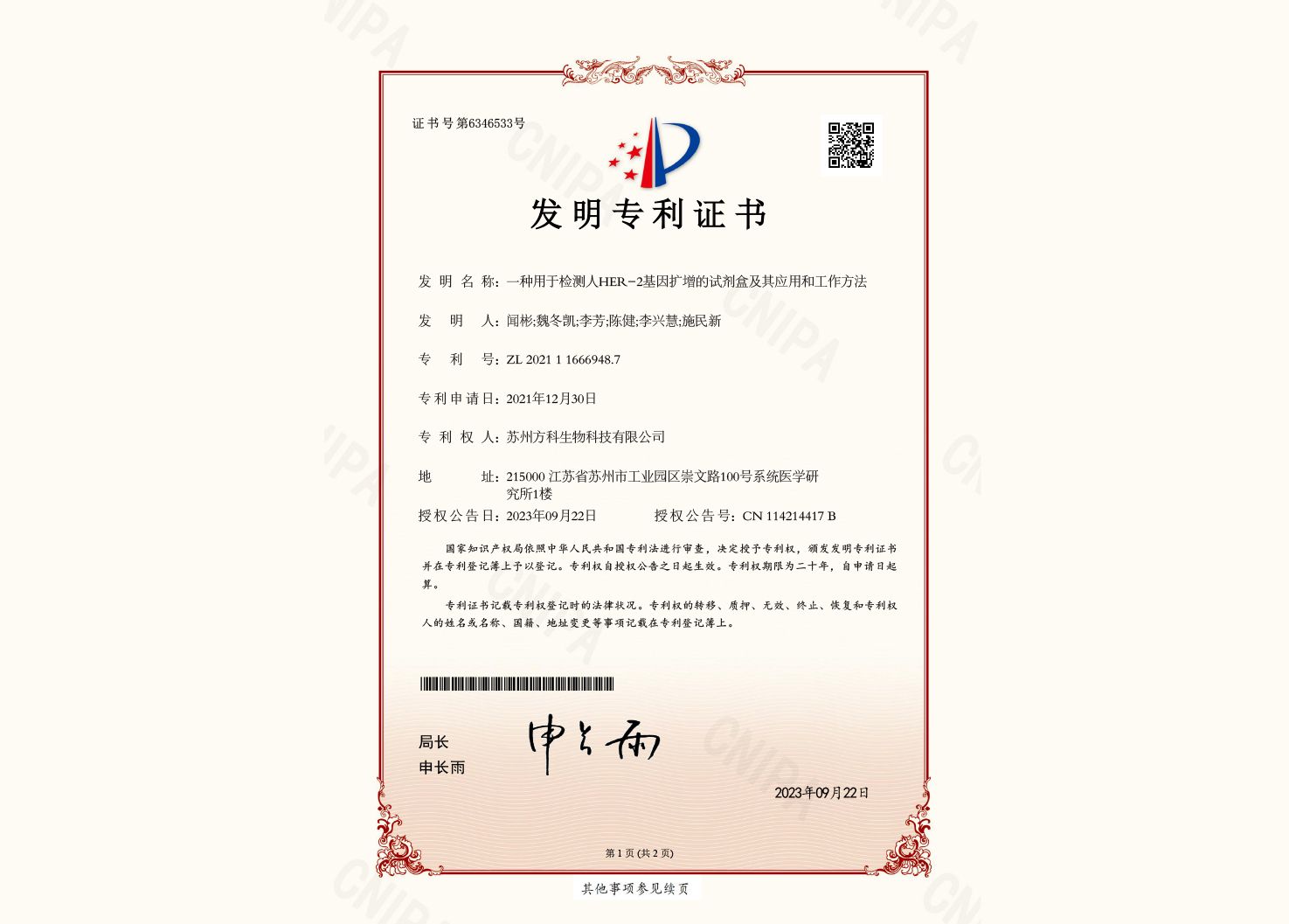 HER-2基因扩增的试剂盒